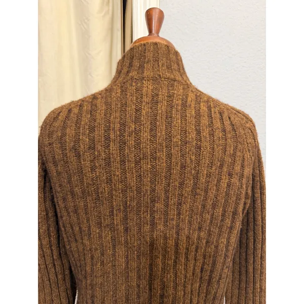 The Limited America Brown Ribbed Wool Blend Katherine Sweater M Mock Neck Fall - Image 10