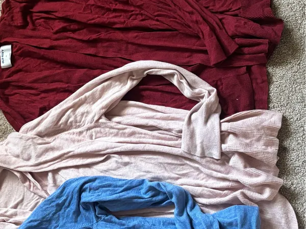 Bundle of 3 Old Navy Plus Size Maroon, Blue, Pink Open-Front Cardigans - Image 5