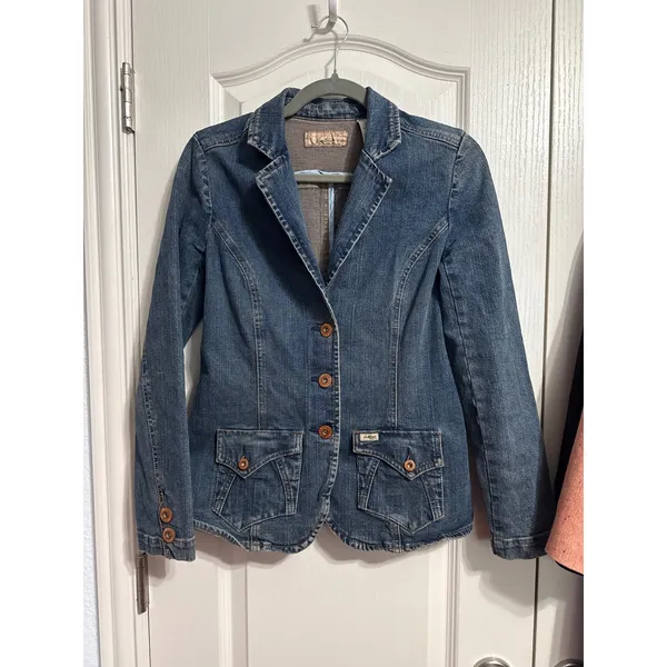Levi Strauss Signature Vintage Denim Blazer Jacket Y2K Western Cowgirl Indie - Image 2