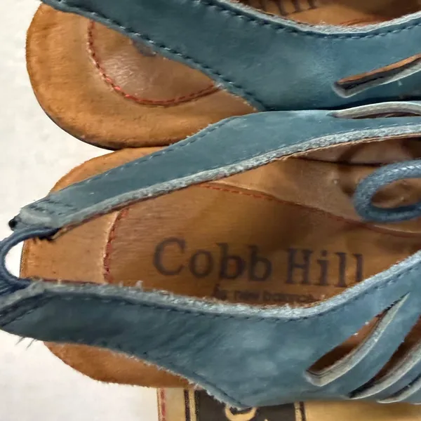 Cobb Hill 7M Sasha Lace Up Cutout Heel Dusty Blue Boho Comfort‎ Leather Sexy - Image 6