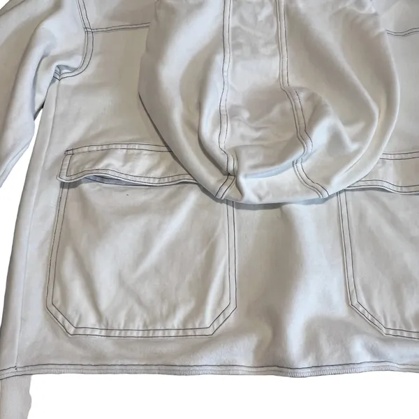 J.Crew Lace Up Hoodie Sweatshirt White Oversized Pocket Womens XS‎ - Image 4