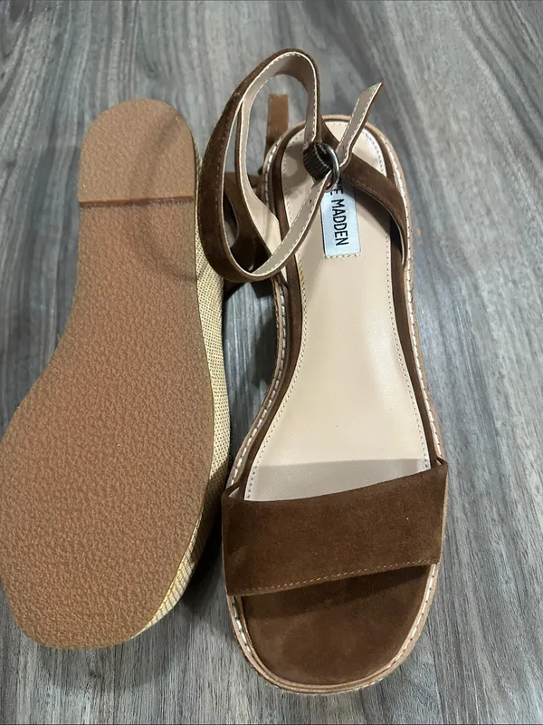 Steve Madden Brown Suede Platform Ankle Strap Sandals - Image 7