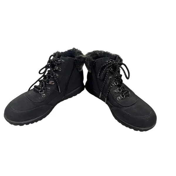 Karen Scott Black Faux Fur Lined Hiking Boots Cozy Winter Lace Up Zip‎ - Image 6