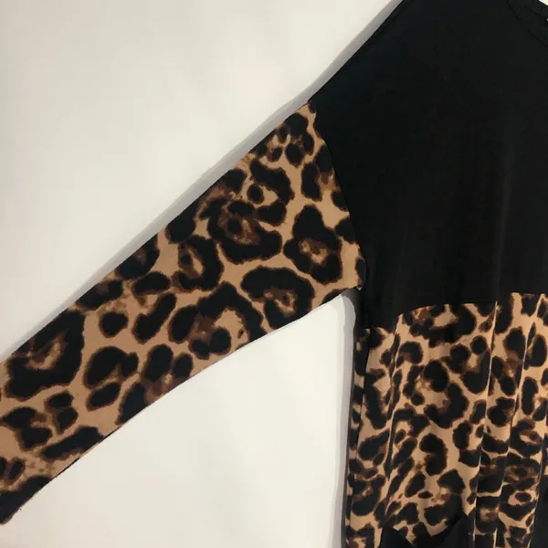 New‎ Amaryllis Brown ColorBlock Leopard Tunic w/ Pockets Medium Casual Flowy - Image 4