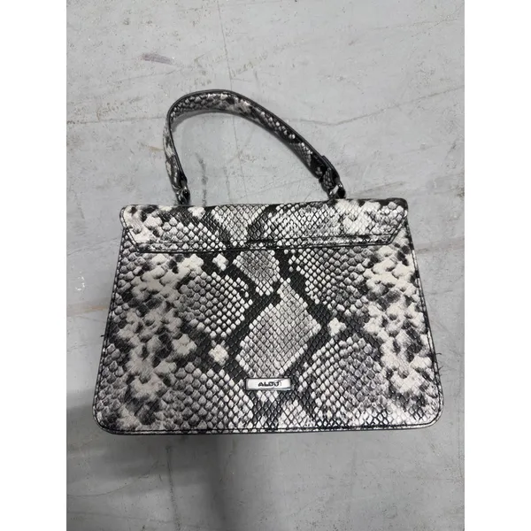 Aldo Snakeskin Print Top Handle Handbag Grey Black Animal Print Satchel Bag - Image 5