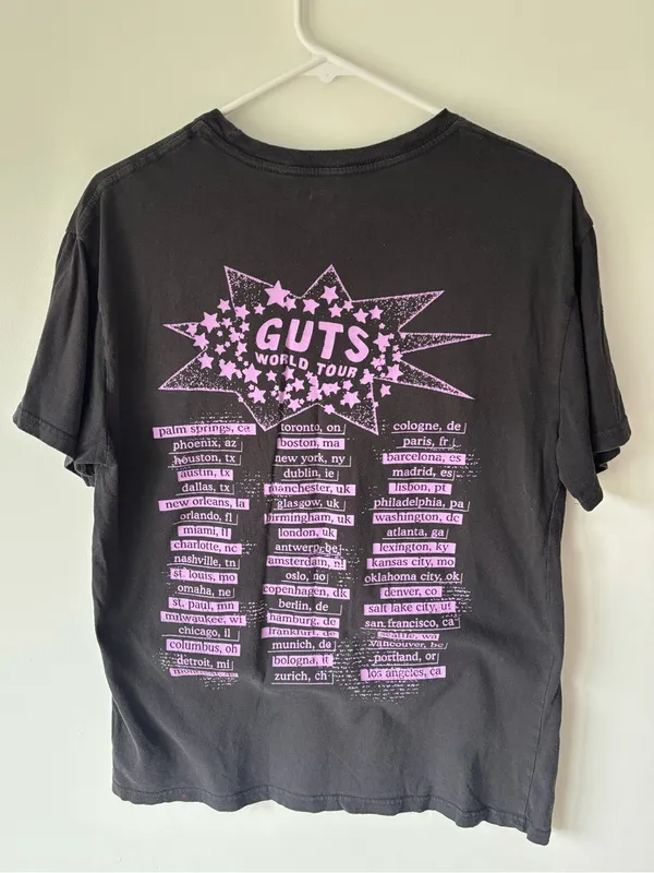 Olivia Rodrigo Guts! World Tour Black Pink Band T-shirt Spill Your Guts - Image 4