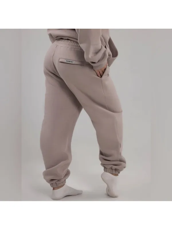 COMFRT Travel Essentials Oversized Unisex Jogger Fleece Sweatpants Bark Small - Image 2