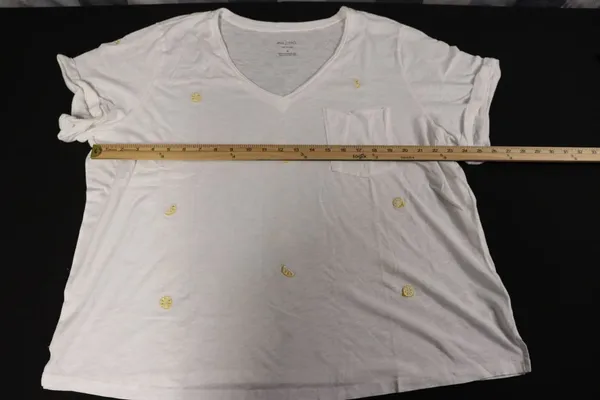 Pilcro The Quinn White Lemon Embroidered V-Neck Short Sleeve Top Size 1X - Image 4