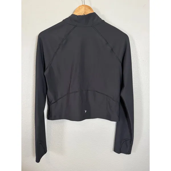 Old Navy Active PowerSoft Go-Dry Quarter Zip Cropped Pullover Black Womens Large - Image 3