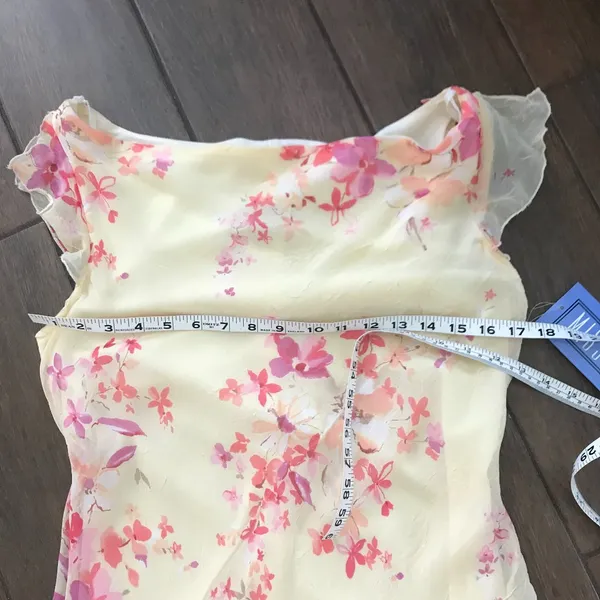Spring Yellow Floral Dress New with Tags sz 9/10 Kentucky Derby Chiffon - Image 2