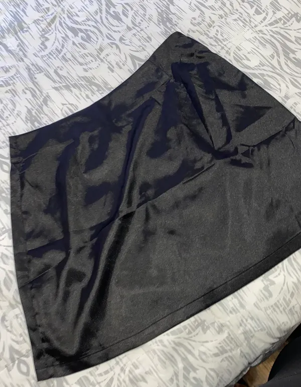 Silk Black Mini Skirt - Image 3