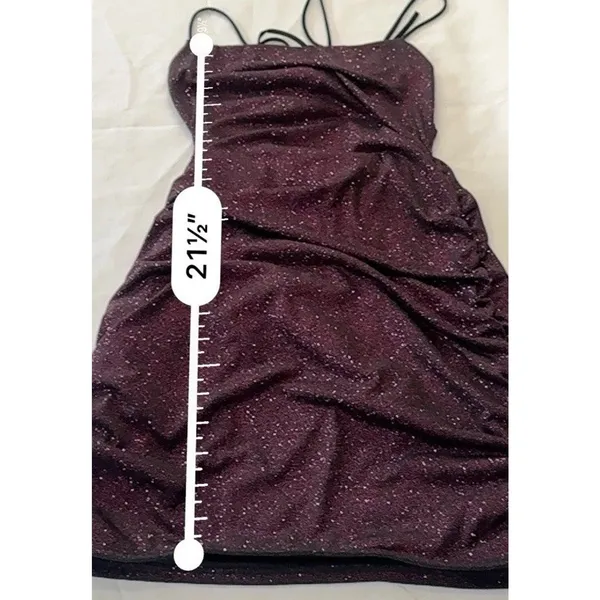 Lulus Take Me Anywhere Purple black glitter Mini Dress Medium Open Back Strappy - Image 13