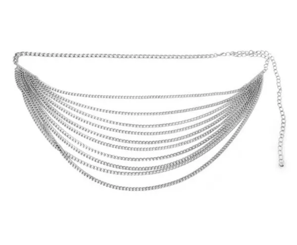 Boutique Silver Draped Chain Belt - Image 2
