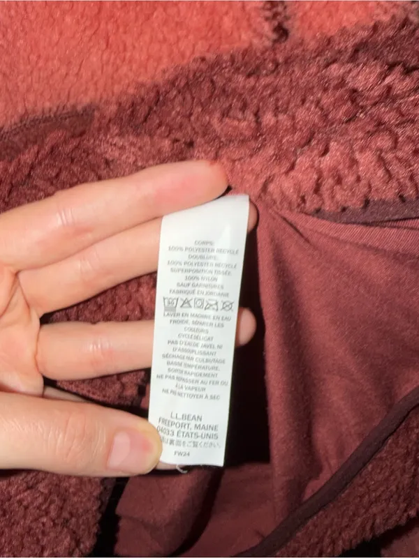 L.L. Bean Sherpa Fleece Pullover Small Petite Mineral Red Rosewood Gorpcore - Image 5