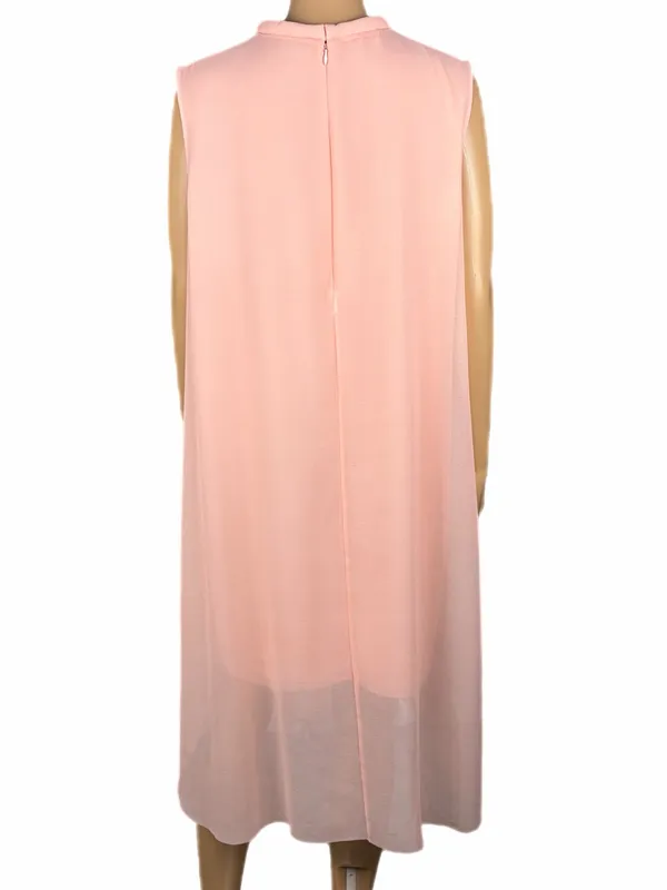 COS Blush Pink Sheer Chiffon Layered Sleeveless Midi Dress Size 12 - Image 8