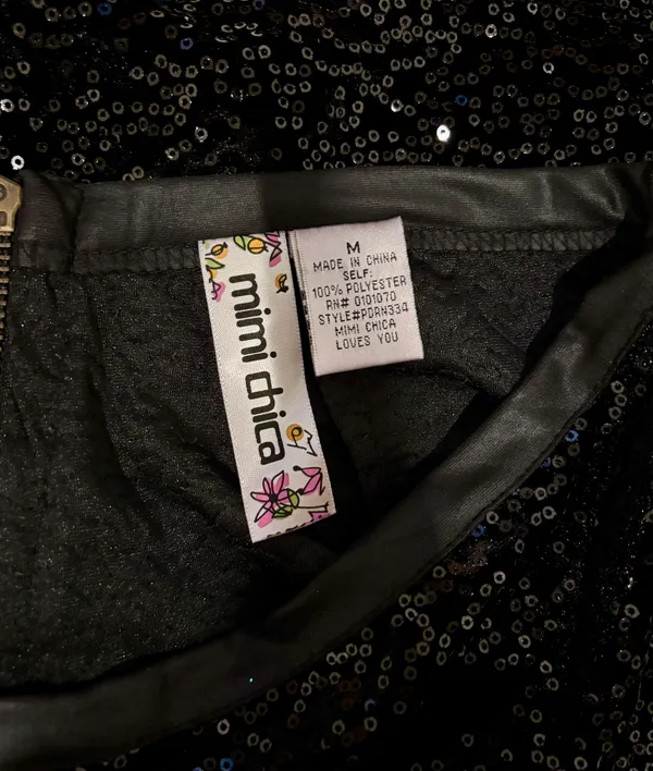 Mimi Chica Sparkly Black Shorts Size M - Image 3