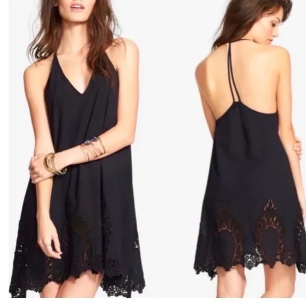 Free People Intimately Easy Livin Slip Black Embroidered Dress size XS - Image 2