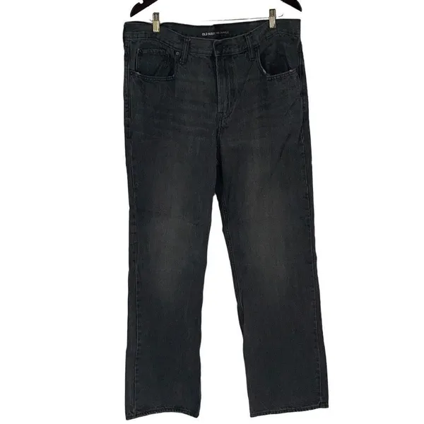 Old Navy Mens Straight Jeans Loose Ample 100% Cotton 5 Pocket Bkack Gray Size 38 - Image 2