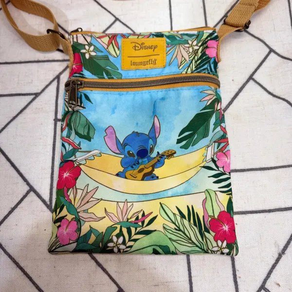 Disney‎ Loungefly Passport Crossbody Bag Purse Blue Lilo and Stitch Tropical - Image 2