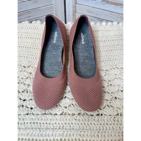 ALLBIRDS Women's Size 8 Tree Breezers Ballet Flats Dusty Rose Pink Wool Comfort - Image 3