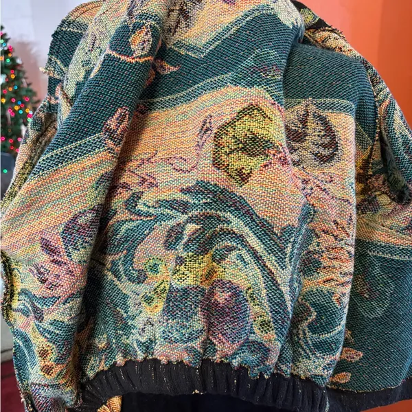 80’s vintage California style tapestry jacket Black Size M - Image 9