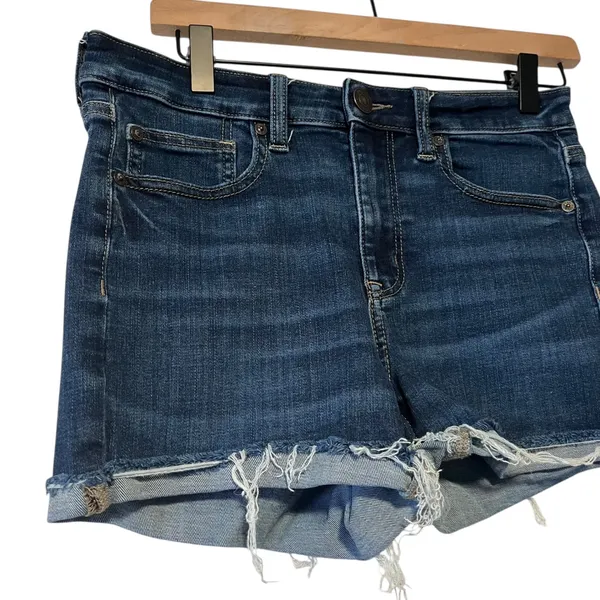American Eagle Hi Rise Shortie Denim Jean Shorts Women's Sz 6‎ Distressed - Image 2