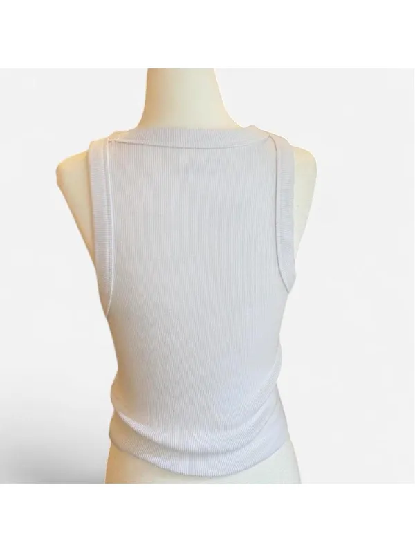 Aerie White Ribbed Tank Top | Soft Stretch Basic | Size Medium - Image 4