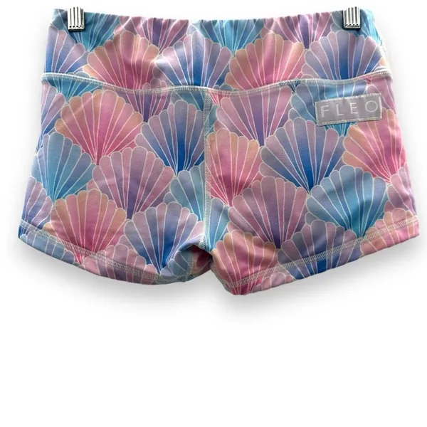 Fleo Pink, Blue & Purple Mermaid Shell Print Low Rise Activewear‎ Shorts Sz S - Image 2
