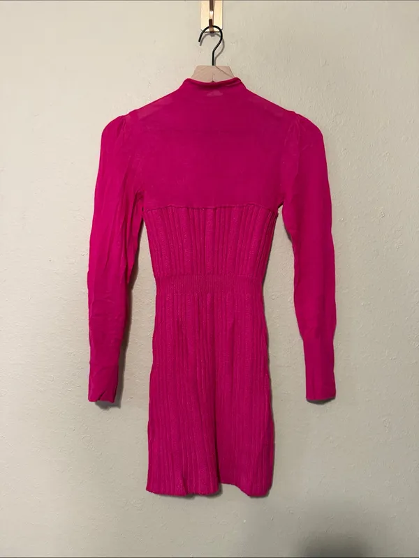 By Anthropologie Turtleneck Sweater Dress Size XXS Petite Pink - Image 9