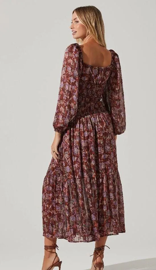 💕ASTR💕 Arlette Floral Sweetheart Long Sleeve Maxi Dress Floral Print Small NWT - Image 5