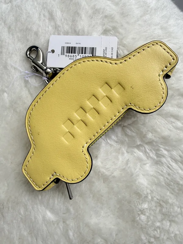 Coach Taxi Cab Charm Yellow Leather Keychain - Image 2
