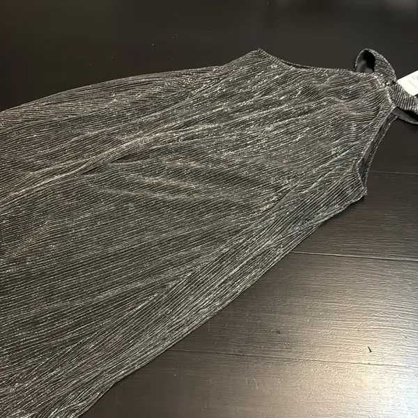 Nine West Mock Neck Swing Mini Dress Mineral Black‎ Silver Lurex XS WW23Y053RS1 - Image 8