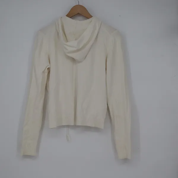 Old Navy Womens White Cotton Blend Full Zip Knit Hoodie Size L 10608 - Image 5