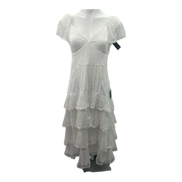 Lulu's Graceful Darling Flutter Sleeve White Lace Midi Fairy Dress - Image 4