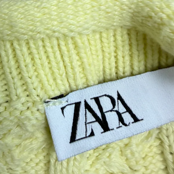 Zara Vest Cable Knit Yellow Fisherman Sweater Vest Tank Top Fall Chunky‎ Preppy - Image 2