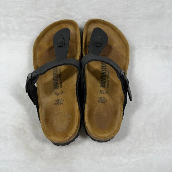 Birkenstock Gizeh Black Birko-Flor Thong Sandals Womens‎ 36 L5 Made in Germany - Image 6