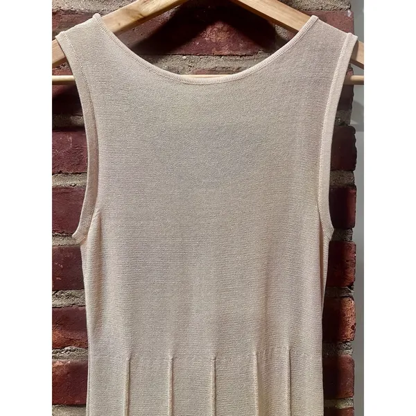 Zara NWT Sleeveless Knit Pleated Panel Maxi Dress Beige Small - Image 4