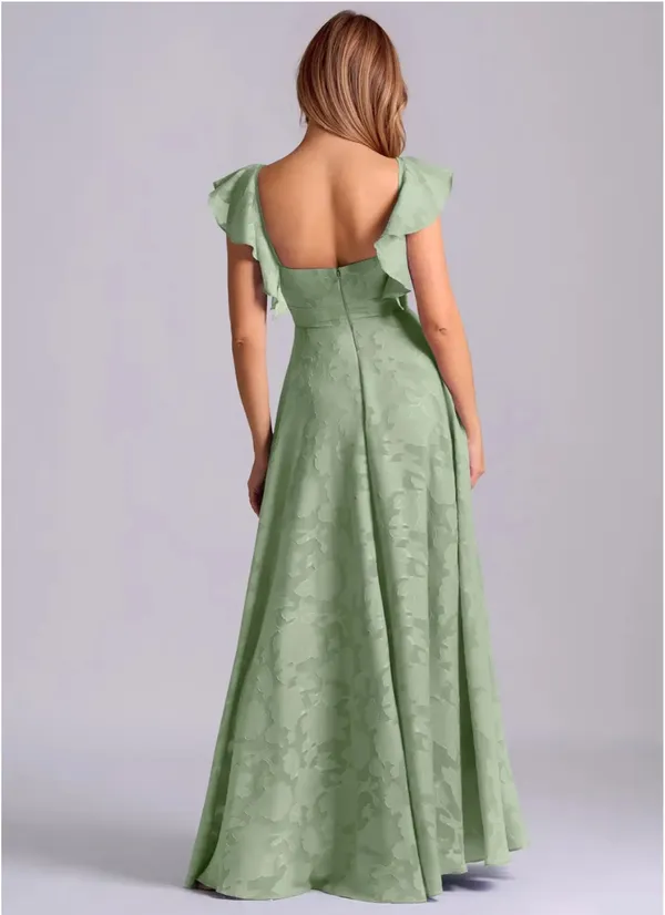 Azazie Dusty Sage A-Line Sweetheart Neckline Floral Burnout Dress - Image 2