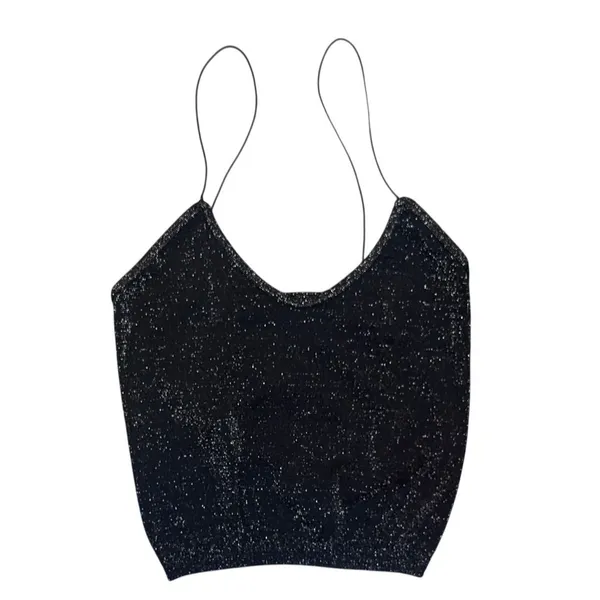 Free People Gold Sparkle Micro Brami Tank Festival Rave Whimsical Size XS/Small - Image 2
