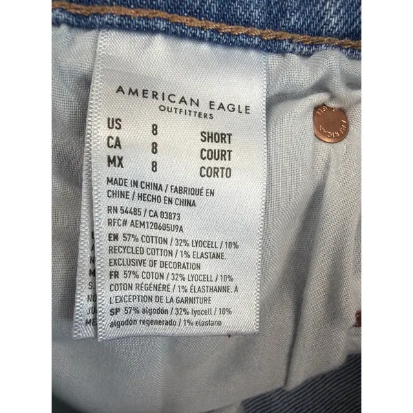 American Eagle 90s Bootcut Jeans Light Wash Split Hem 8 Short Real Good Stretch - Image 8