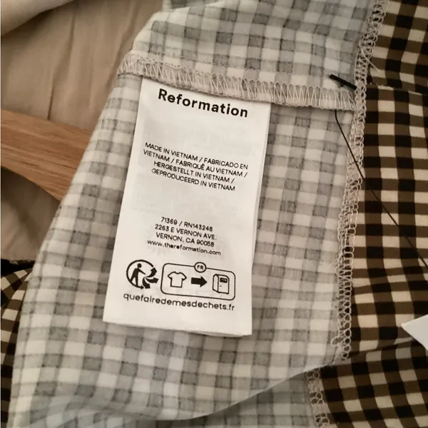 Reformation NWT Cypress Mini Dress Gingham Babydoll - Image 5