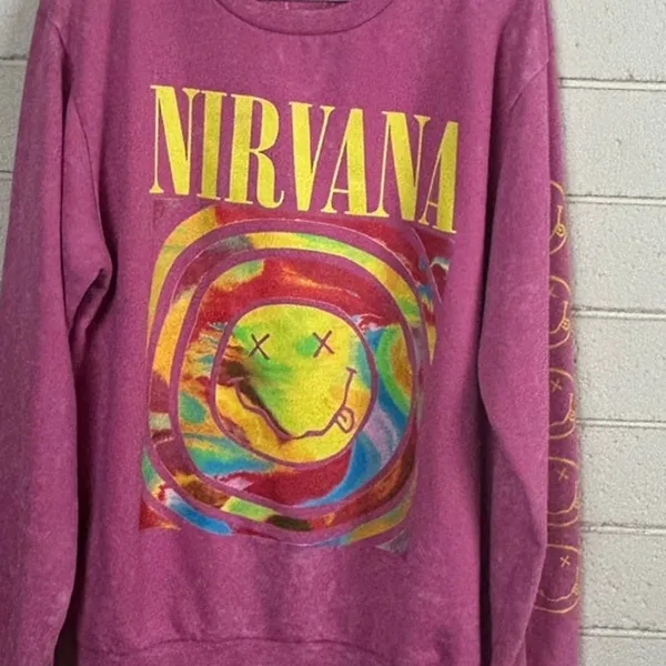 Nirvana Band Pink Sweatshirt size L - Image 8