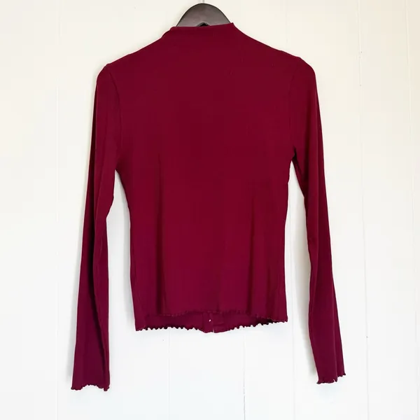 NWT J. CREW Perfect Rib Cardigan Burgundy Size Medium - Image 4