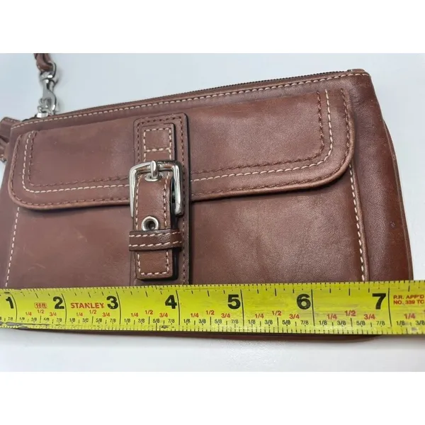 Coach Soho Brown Leather Wristlet Buckle Front Mini Bag Y2K Clutch - Image 8