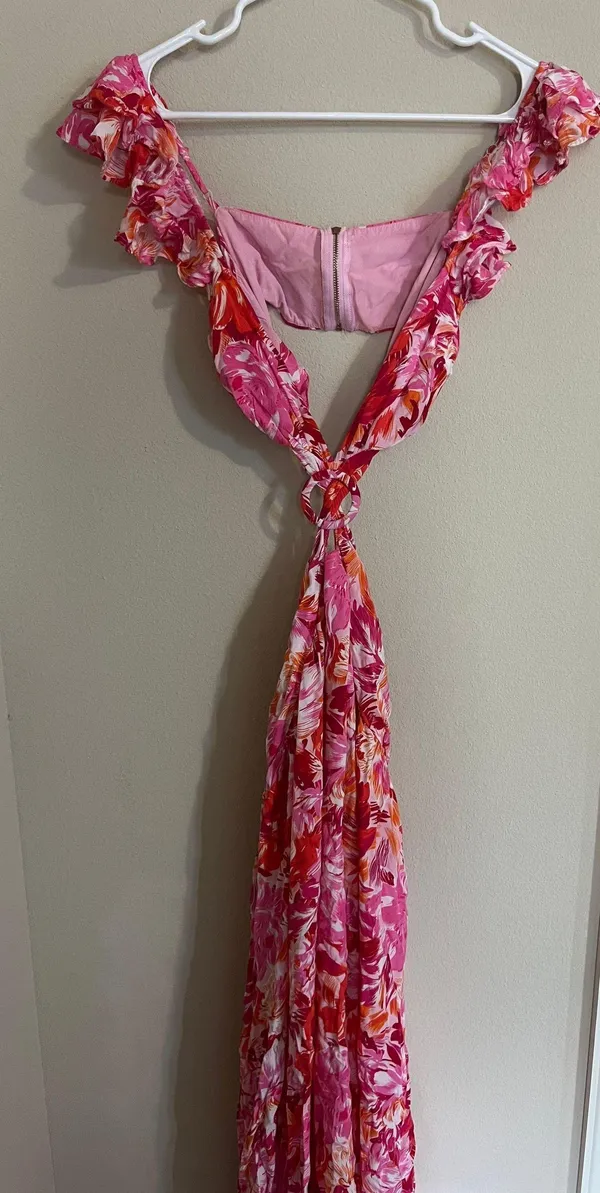 Hello Molly pink floral cut out dress - Image 3