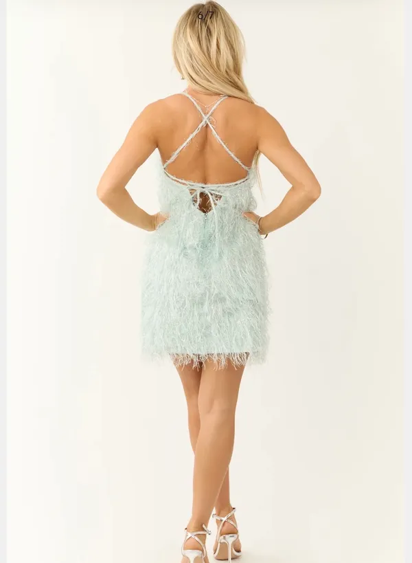 Mint feather dress Blue Size M - Image 2
