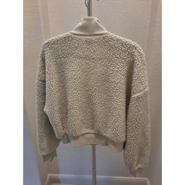 Victoria's Secret PINK Size M Cream/Ivory Sherpa 1/4 Zip Fleece Pullover - Image 6
