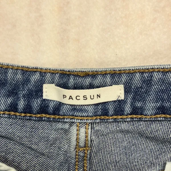 PacSun Distressed Denim Jeans Womens Blue High Rise Straight Leg Cotton‎ - Image 3