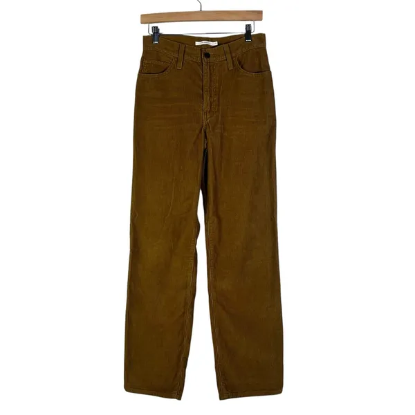 Levi’s 94 Baggy Corduroy Pants Womens 25 Brown 100% Cotton High Rise Retro 90s - Image 2