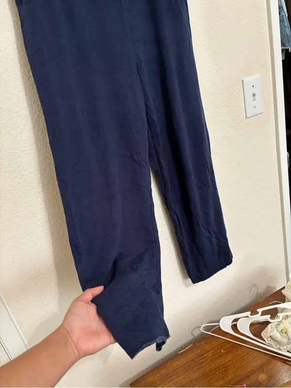 Free People Two-Tone Navy Wide-Leg Pants - Image 2
